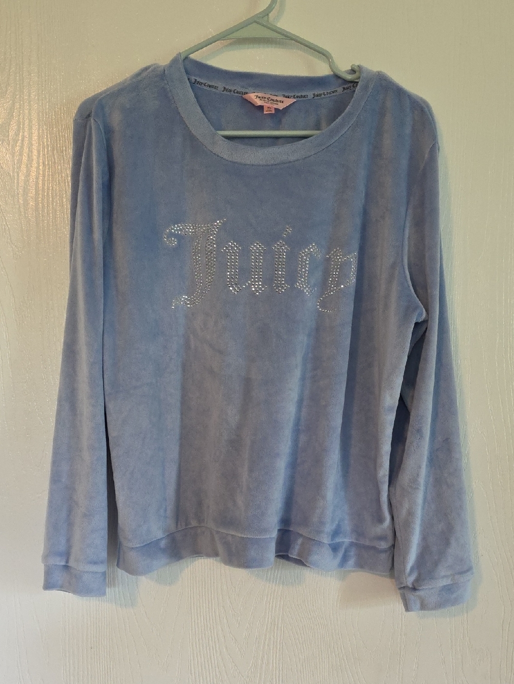 Juicy Couture Powder Blue Velour Logo Top